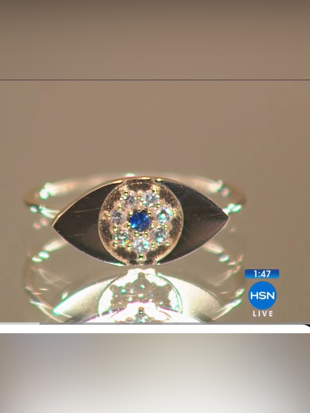 14k Yellow Gold Diamond Blue Sapphire Halo Evil Eye Ring HSN Rarities Brodie New